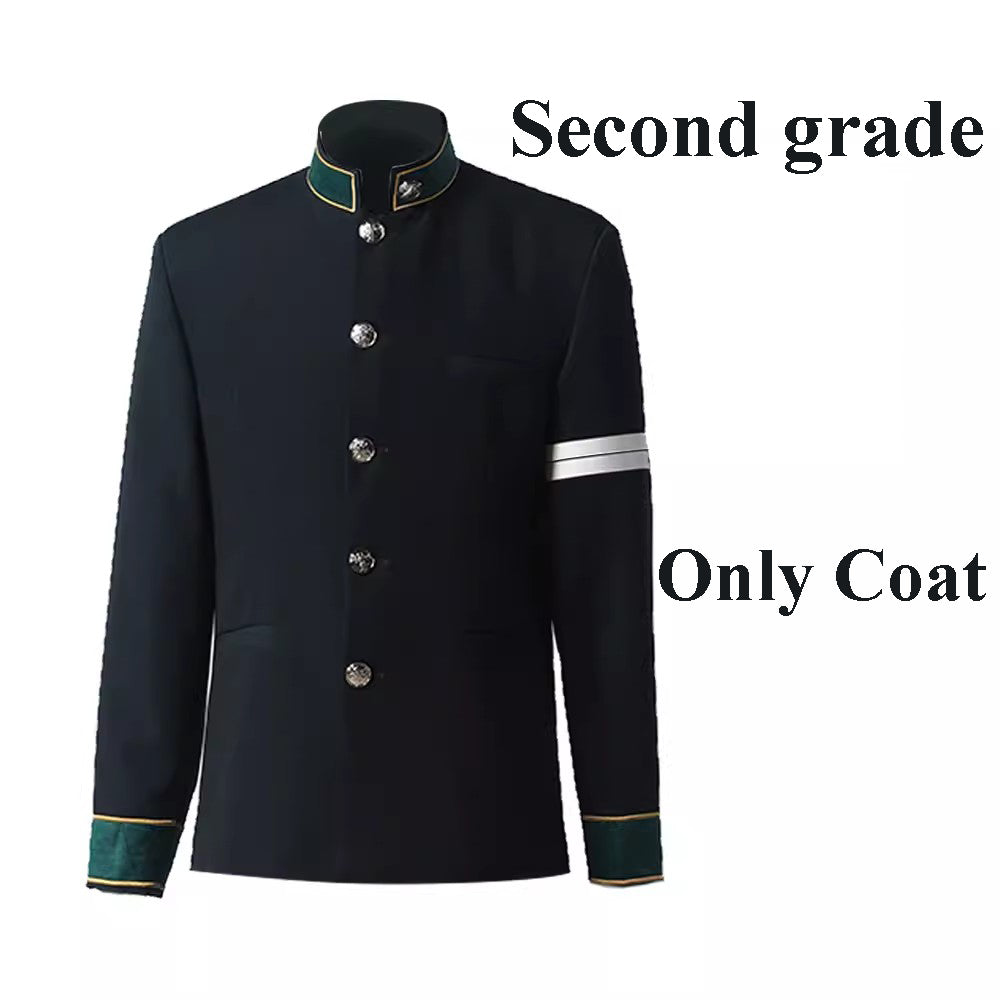 SBluuCosplay Anime Furin High School Hayato Suo Hajime Umemiya Haruka Sakura Cosplay Costume Green Long Coat Uniform Costume