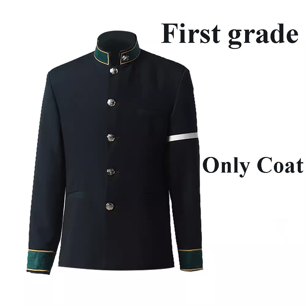 SBluuCosplay Anime Furin High School Hayato Suo Hajime Umemiya Haruka Sakura Cosplay Costume Green Long Coat Uniform Costume