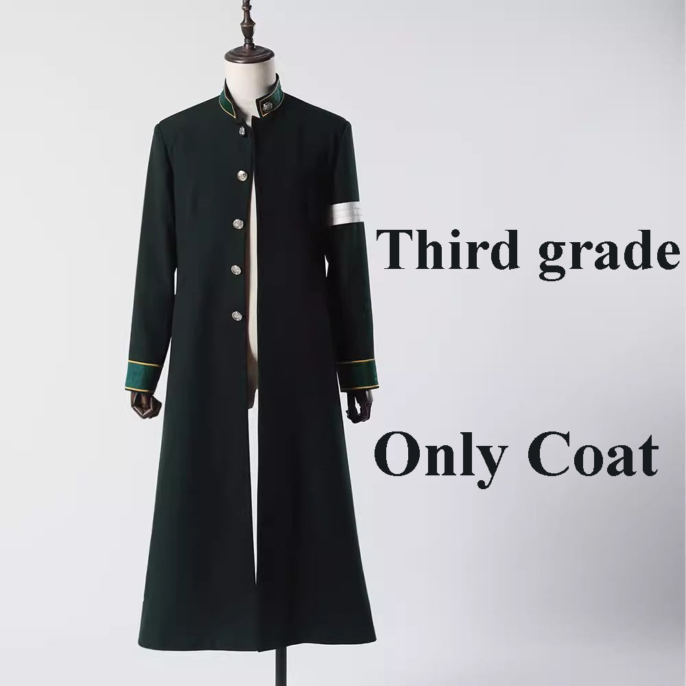 SBluuCosplay Anime Furin High School Hayato Suo Hajime Umemiya Haruka Sakura Cosplay Costume Green Long Coat Uniform Costume