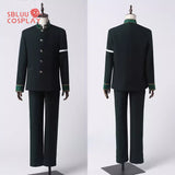 SBluuCosplay Anime Furin High School Hayato Suo Hajime Umemiya Haruka Sakura Cosplay Costume Green Long Coat Uniform Costume