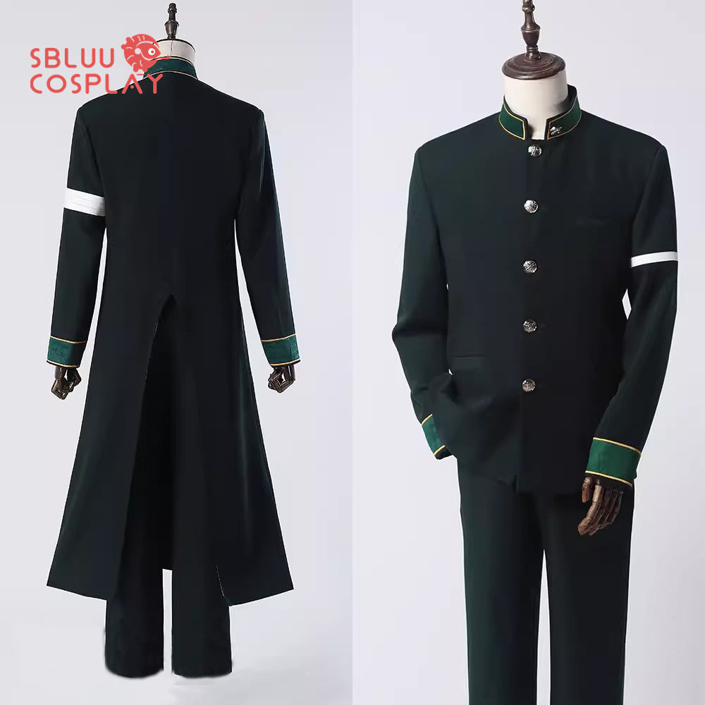 SBluuCosplay Anime Furin High School Hayato Suo Hajime Umemiya Haruka Sakura Cosplay Costume Green Long Coat Uniform Costume