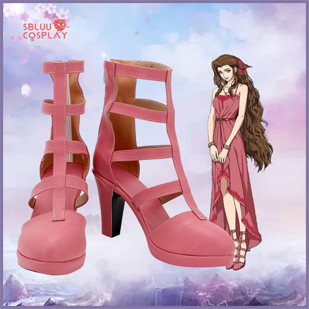 SBluuCosplay Final Fantasy VII Aerith Gainsborough Cosplay Shoes Custom Made Boots - SBluuCosplay