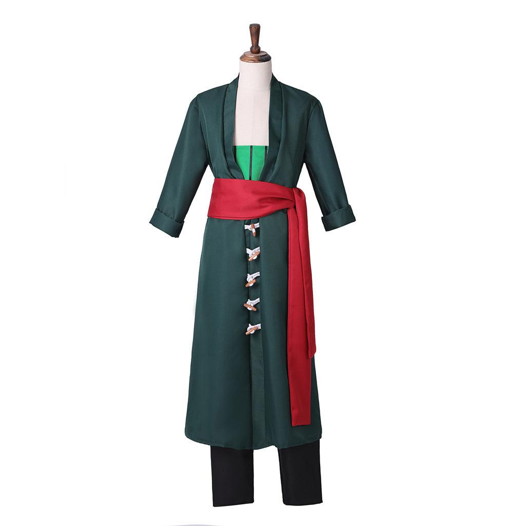 SBluuCosplay Adult Men's One Piece Roronoa Zoro Cosplay Costume Green Kimono Outfit - SBluuCosplay