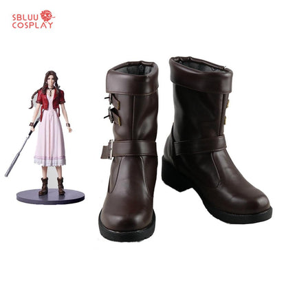 Game Final Fantasy VII Aerith Gainsborough Cosplay Shoes Custom Made Boots - SBluuCosplay