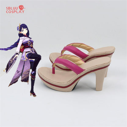 Game Genshin Impact Raiden Shogun Cosplay Shoes Custom Made - SBluuCosplay