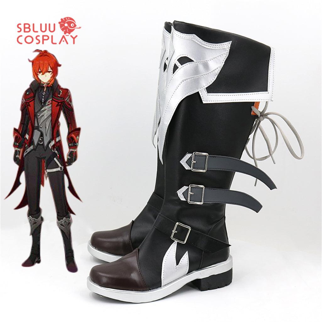SBluuCosplay Genshin Impact Diluc Cosplay Shoes Custom Made Boots - SBluuCosplay