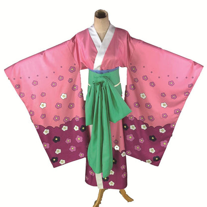 SBluuCosplay One Piece Wano Country Kozuki Hiyori Cosplay Costume Pink Kimono Outfit - SBluuCosplay