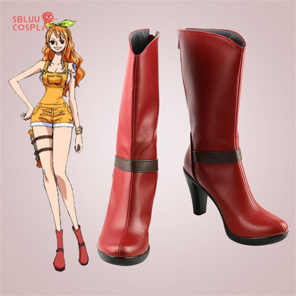 Nami Red Cosplay Shoes Custom Made Boots - SBluuCosplay