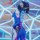 SBluucosplay Damen Overwatch D.Va Cosplay Kostüm Prints Bodysuit