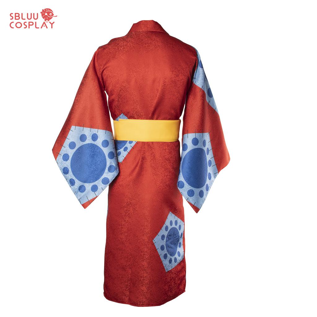 SBluuCosplay One Piece Wano Country Luffy Cosplay Costume Red Kimono Outfit - SBluuCosplay