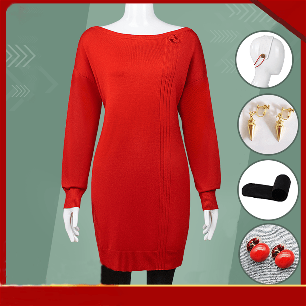 SBluuCosplay SPY×FAMILY Yor Forger Cosplay Costume Women Casual Red Sweater - SBluuCosplay