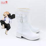 Tokyo Revengers Sano Manjiro Cosplay Shoes Custom Made White Boots - SBluuCosplay