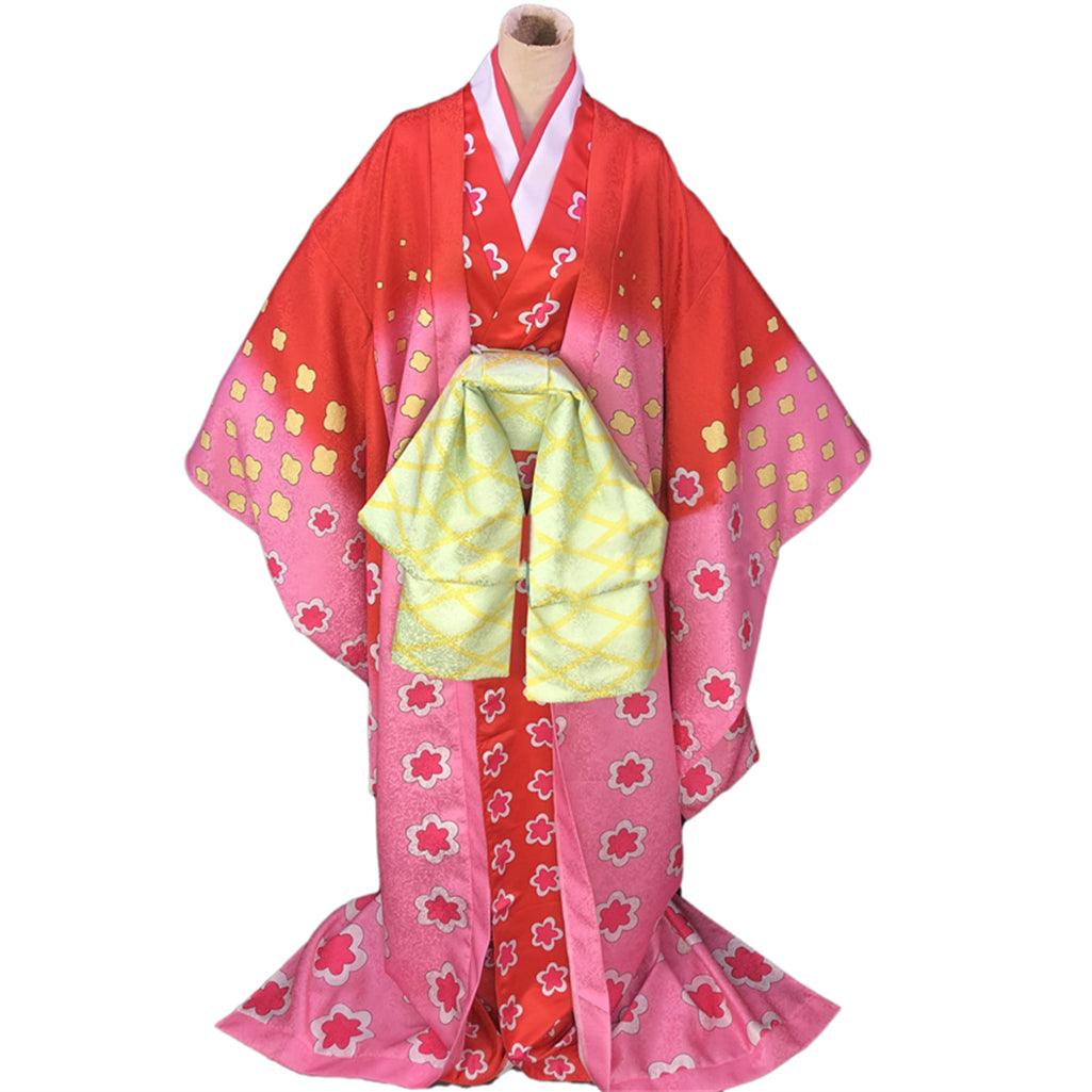 SBluuCosplay One Piece Wano Country Kozuki Hiyori Cosplay Costume Kimono Outfit - SBluuCosplay
