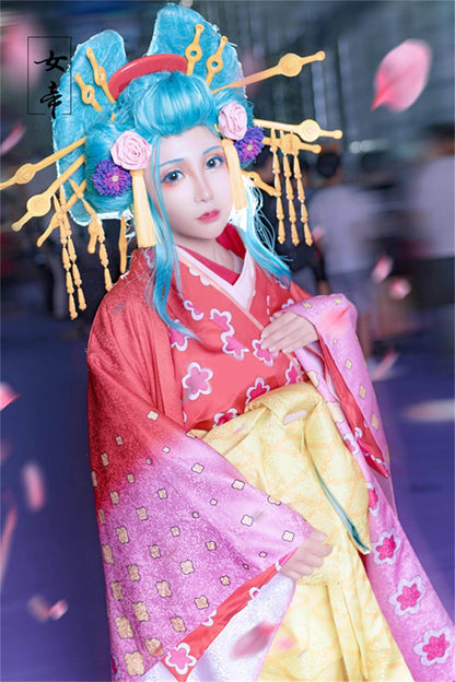SBluuCosplay One Piece Wano Country Kozuki Hiyori Cosplay Costume Kimono Outfit - SBluuCosplay